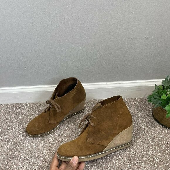 J Crew Womens Brown Suede MacAlister Lace Up Wedge Ankle Boots Booties Size 8 - Picture 3 of 11